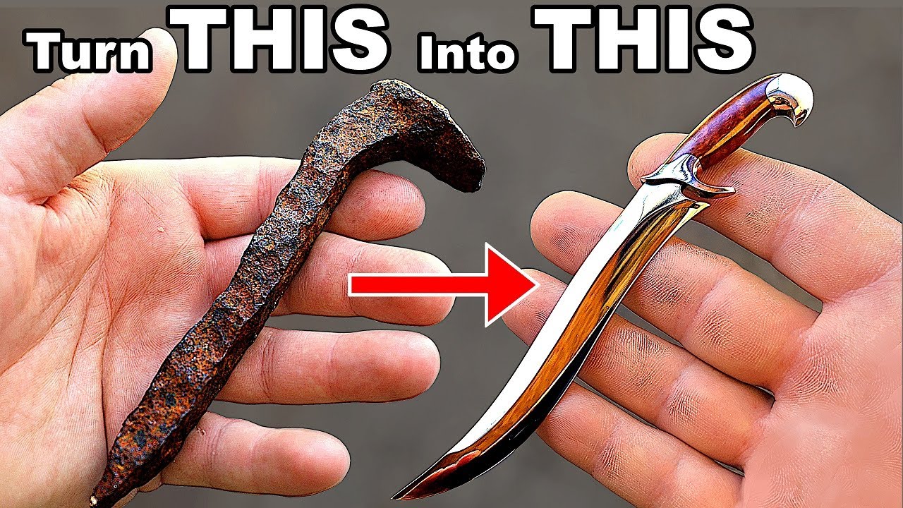 I turn a Rusty Spike into a Perfect Miniature Fighting Knife