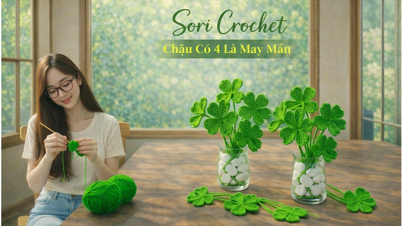 Móc Len Cỏ 4 lá May Mắn🍀, Học Móc Len Cùng Sori Crochet