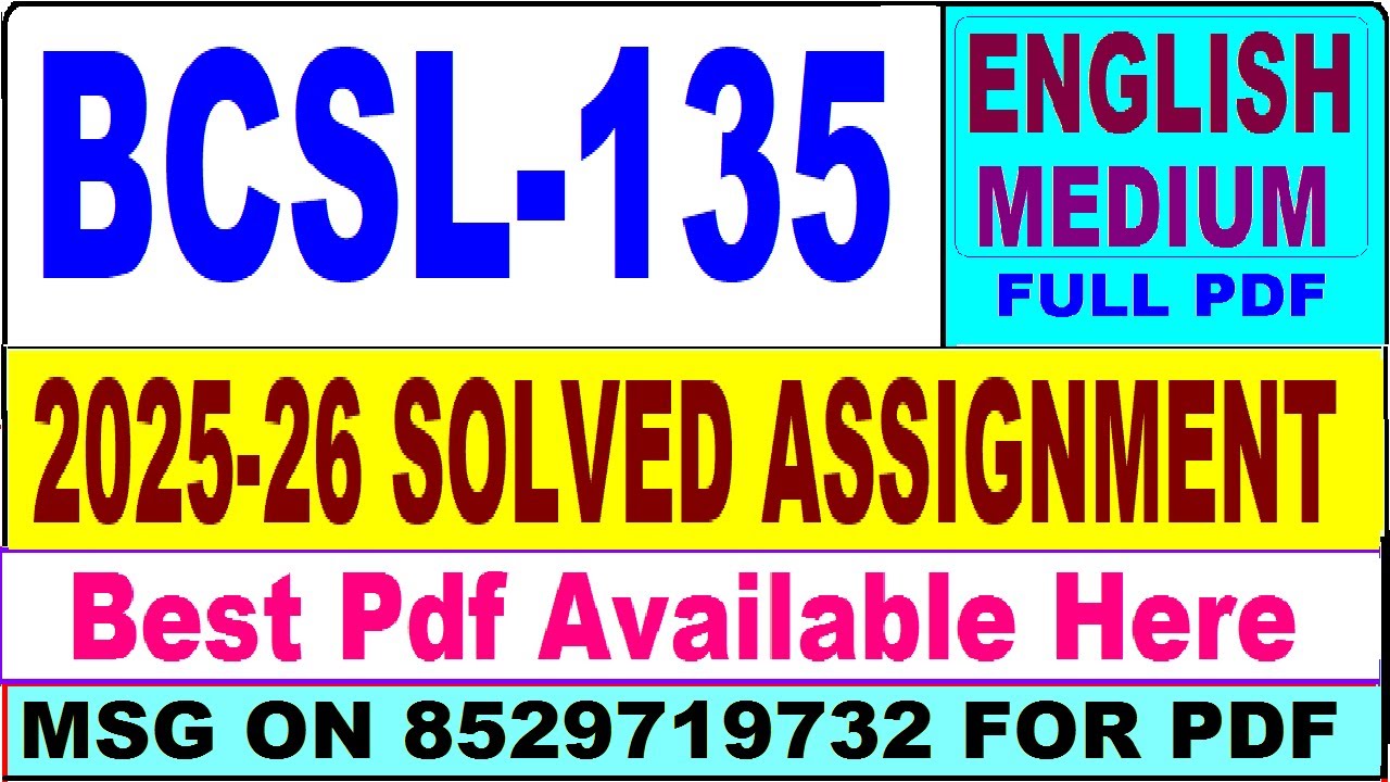 BCSL 135 solved assignment 2025-26 || bcsl 135 solved assignment 2026 in English || ignou bcsl135