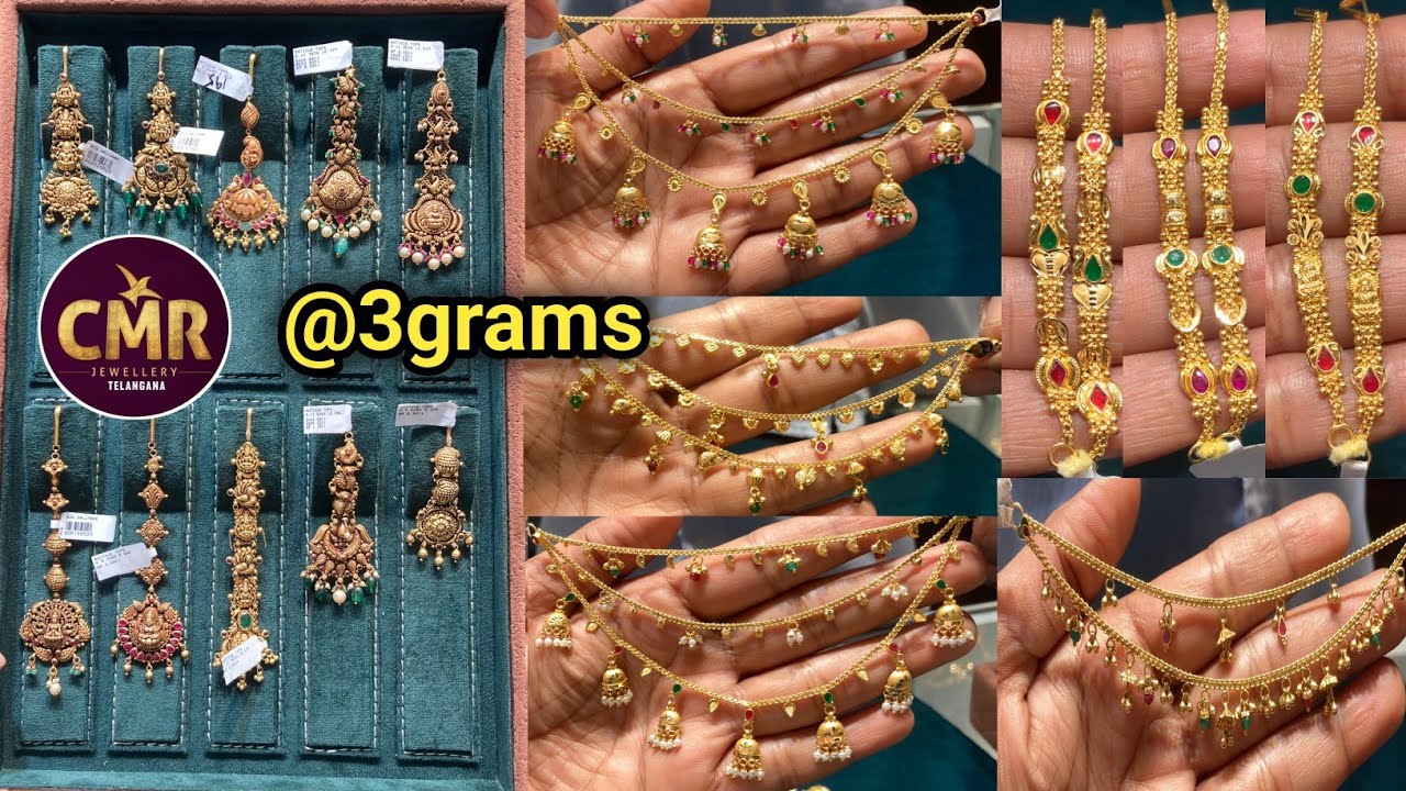 Cmr jewellery exclusive champasevaralu, Chevi chutlu and papati chain designs with price