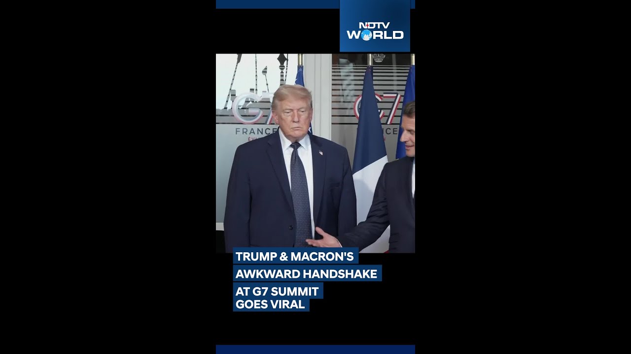 Trump & Macron's Awkward Handshake At G7 Goes Viral