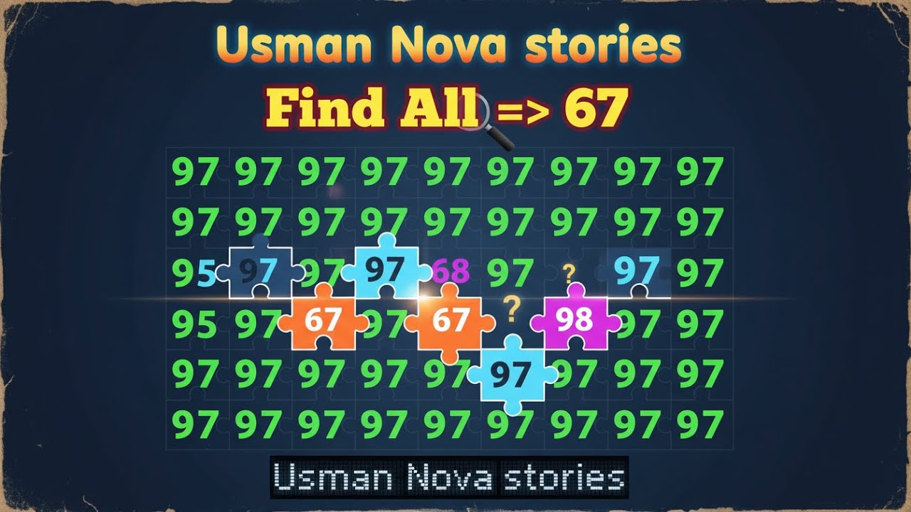 99% Fail This Puzzle | Find 67 Fast | Visual Brain Teaser Usman Nova Stories
