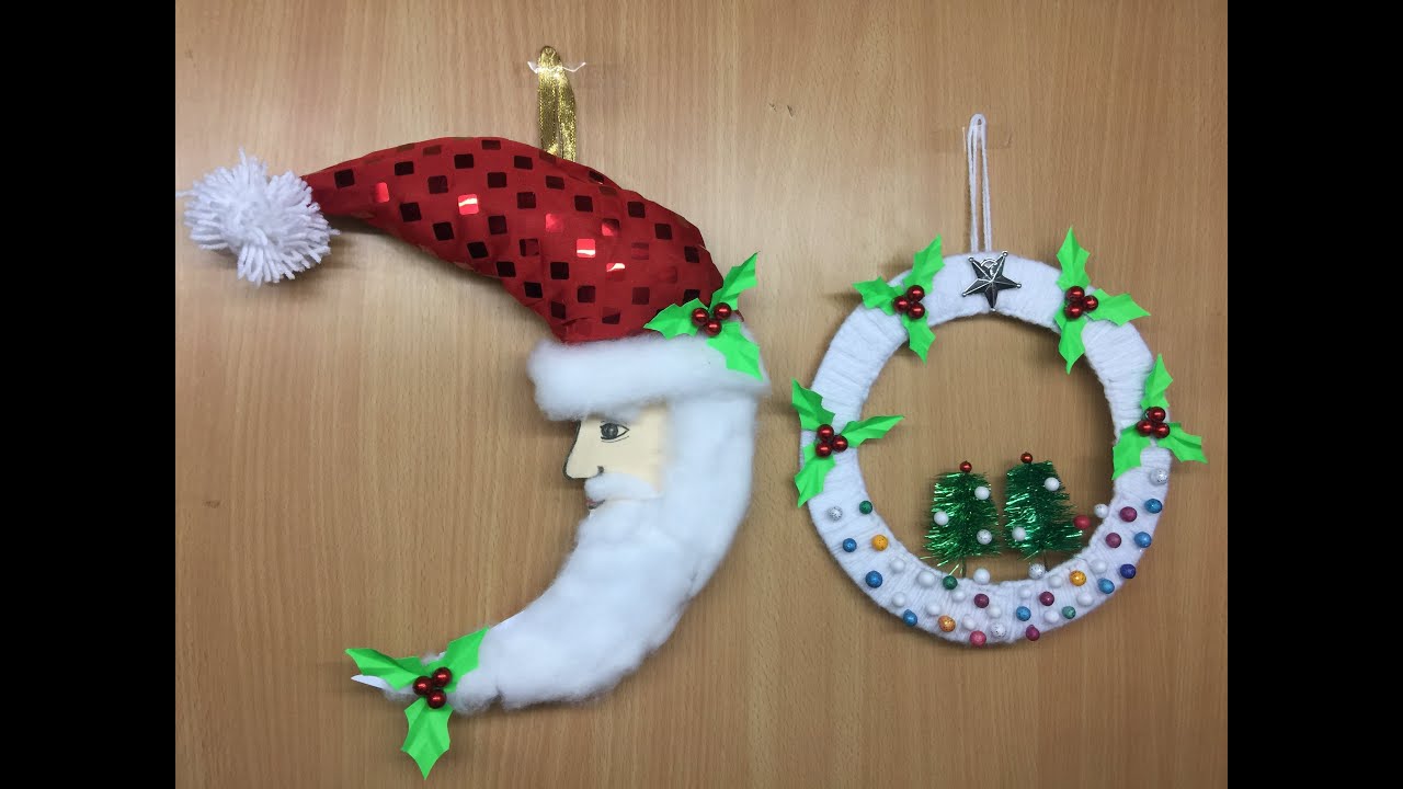 Moon Santa Claus & Wreath |DIY Santa Crescent Moon Wreath |5min craft ||Christmas Craft Decoration