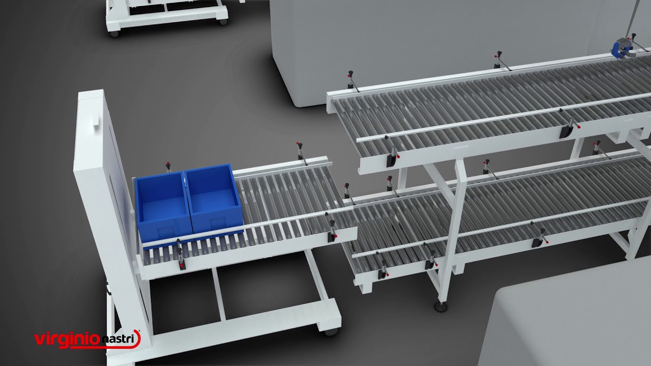 Impianto di trasporto per cassette in plastica/Handling system for plastic boxes - Virginio Nastri -