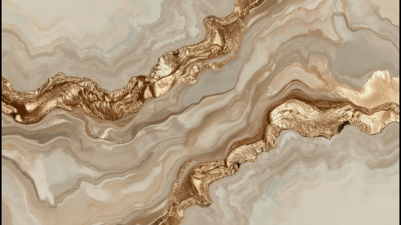 Flowing Metallic Neutral Abstract Art — Soft Gold Motion TV Art (4K)