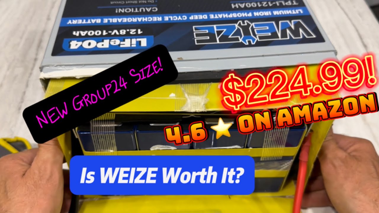 WEIZE LiFePO4 12.8 Volt 100Ah Group 24 Battery Review Test Teardown