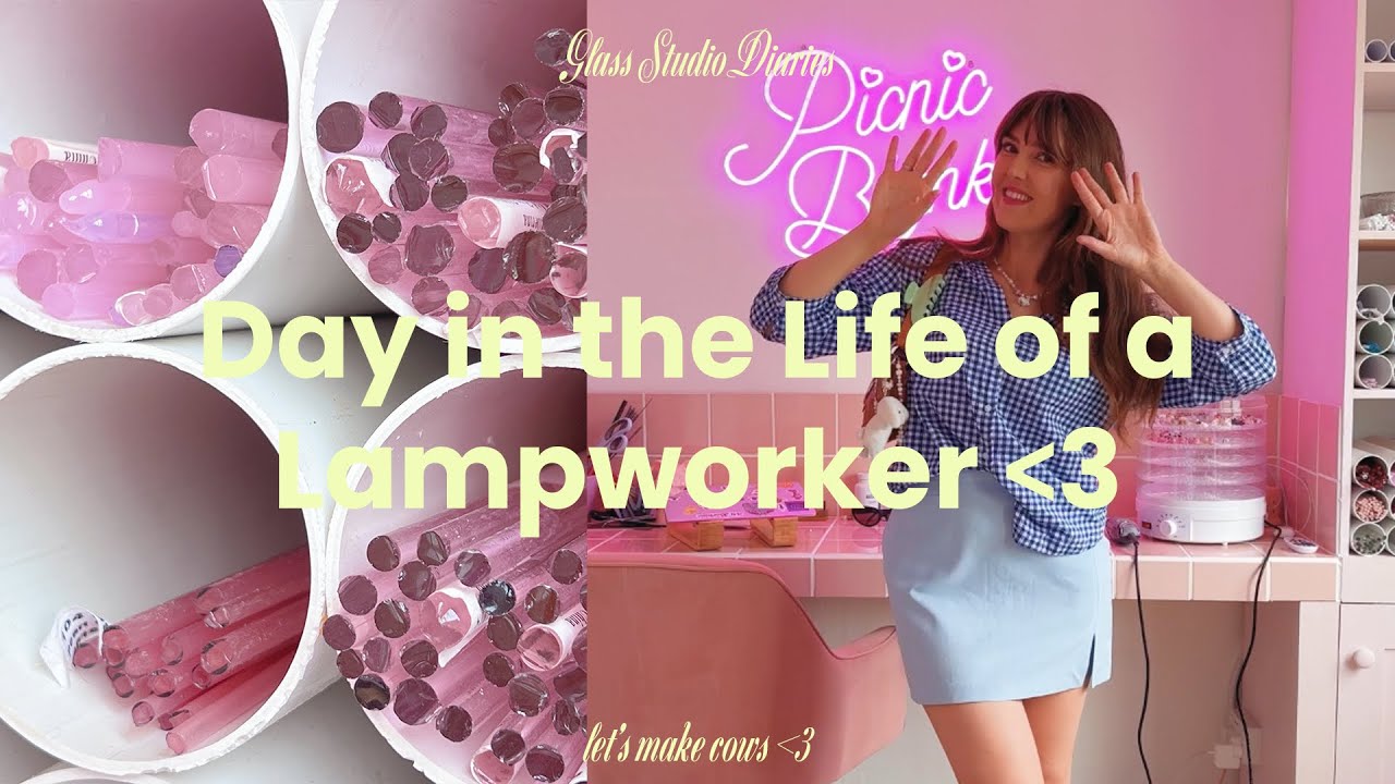 artist vlog 🪩 lets make cows, lampwork with me, & answering your questions | glass studio diaries 💞📹