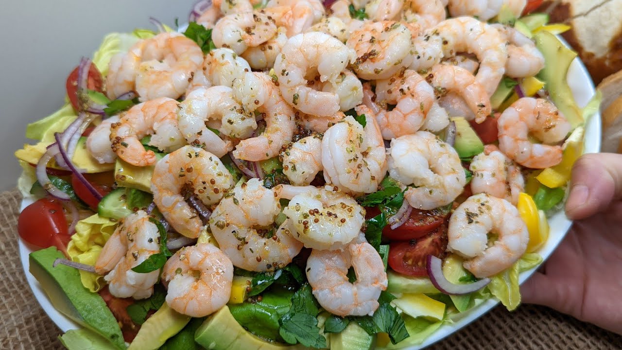 Leckerer Salat mit Garnelen 💪😋 Rezept Garnelensalat