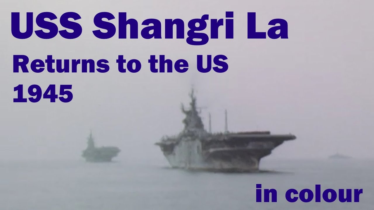 ESSEX CLASS CARRIERS IN COLOR - USS Shangri La + Hancock return to the US in October 1945.