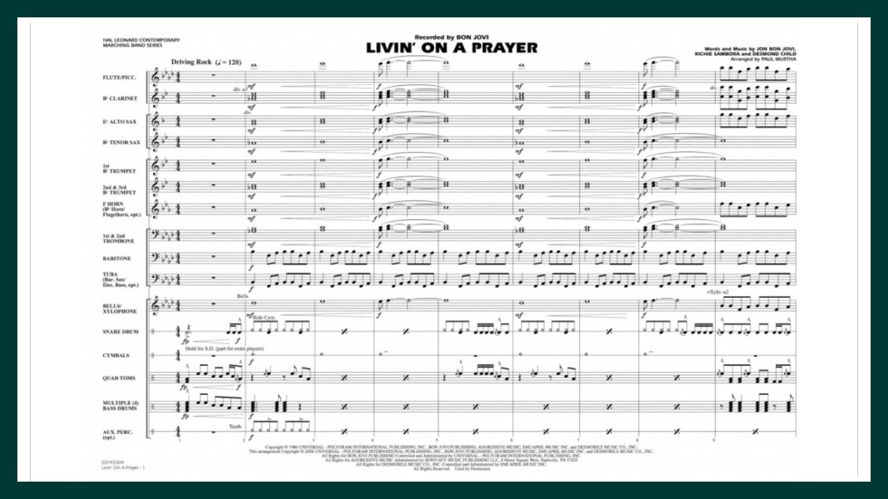Livin' on a Prayer by Bon Jovi | Arr: Paul Murtha