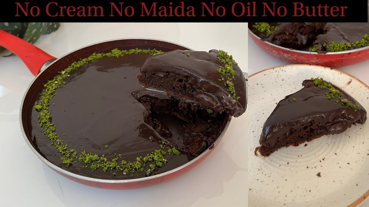 बिना Oil, Butter बिना Maida, No Cream, No Bake Chocolate Cake in Pan in just 10 mins, Chocolate Cake