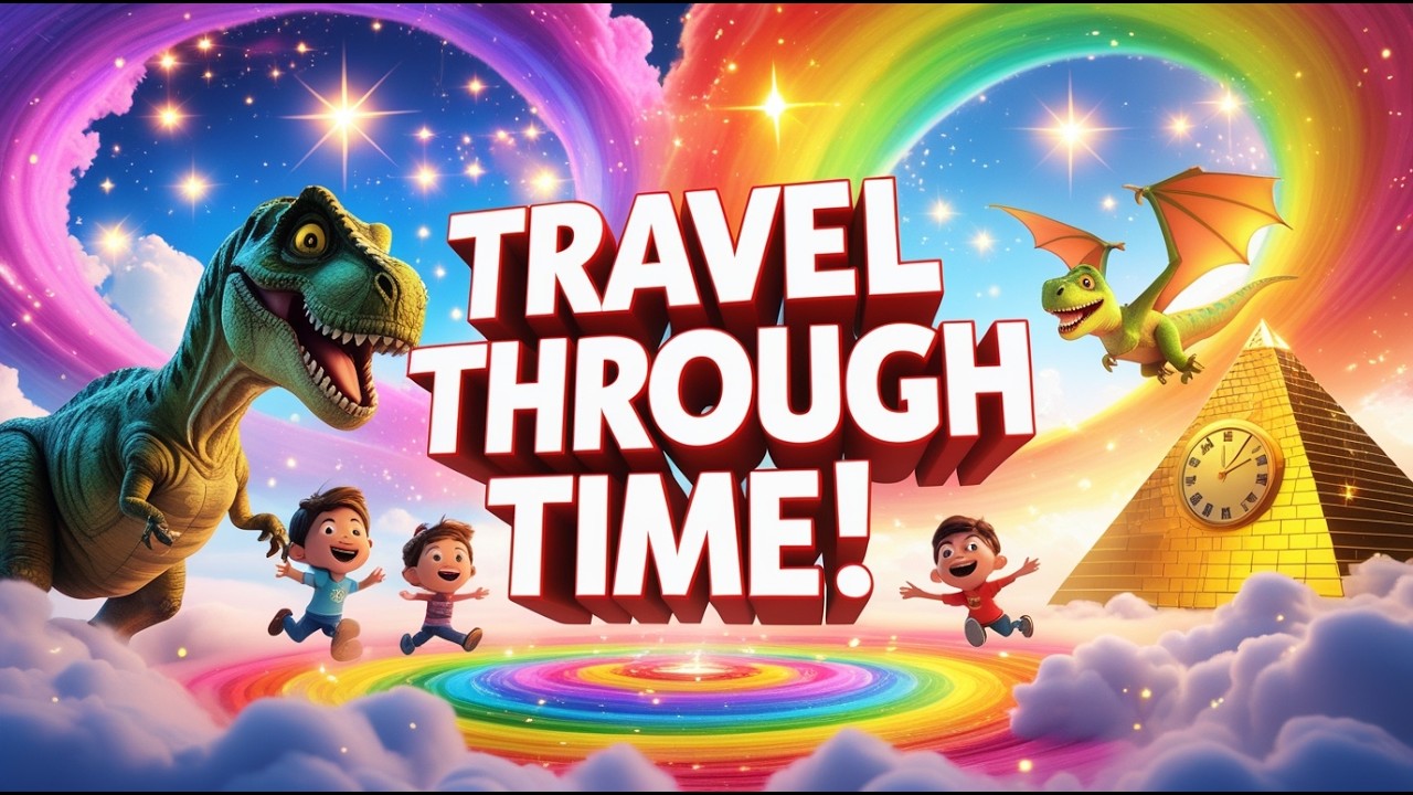 Time Travel Adventure for Kids 🚀 | Dinosaurs, Ancient Egypt, Castles & Future World Song 🌍✨