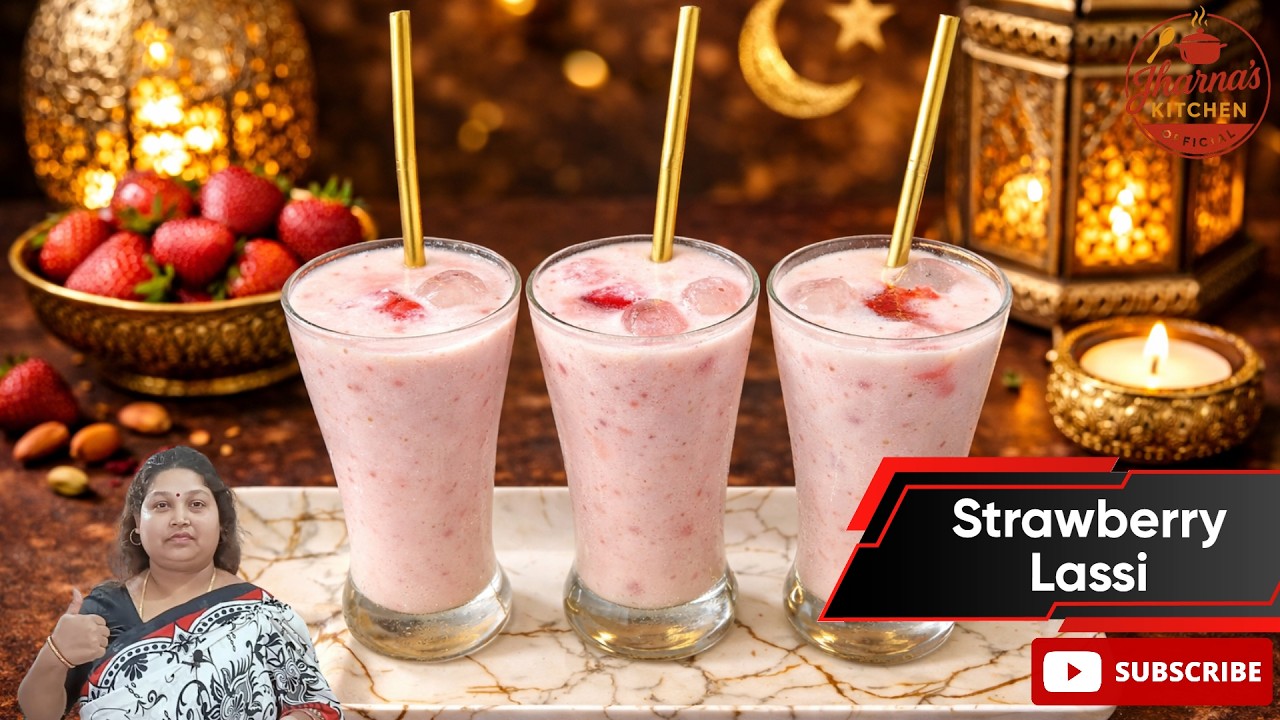 Strawberry Lassi | স্ট্রবেরি লাস্সি | Creamy Strawberry Yogurt Drink | Jharna’s Kitchen Official