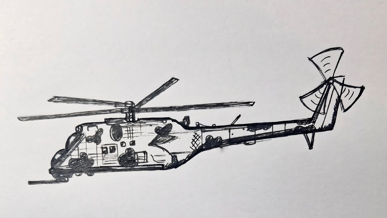 How to draw a helicopter easily 