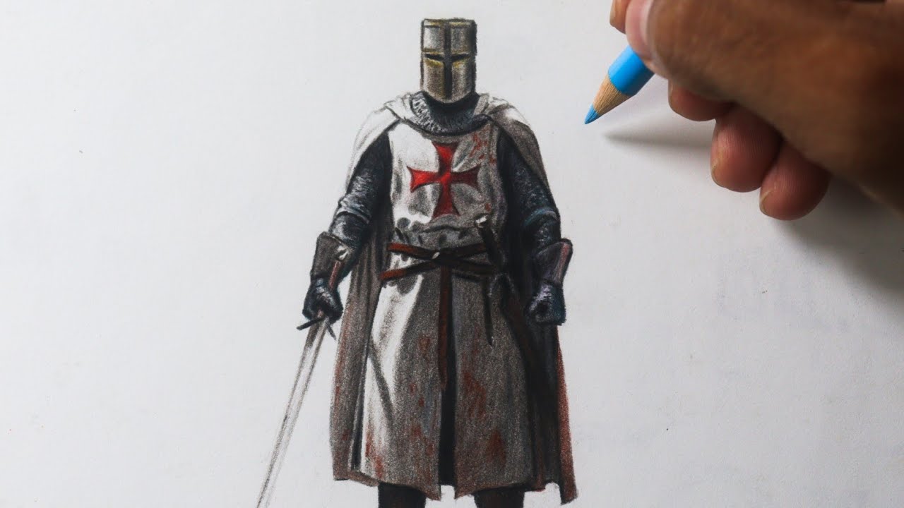Como desenhar um Cavaleiro Templário realista - todo o processo NARRADO