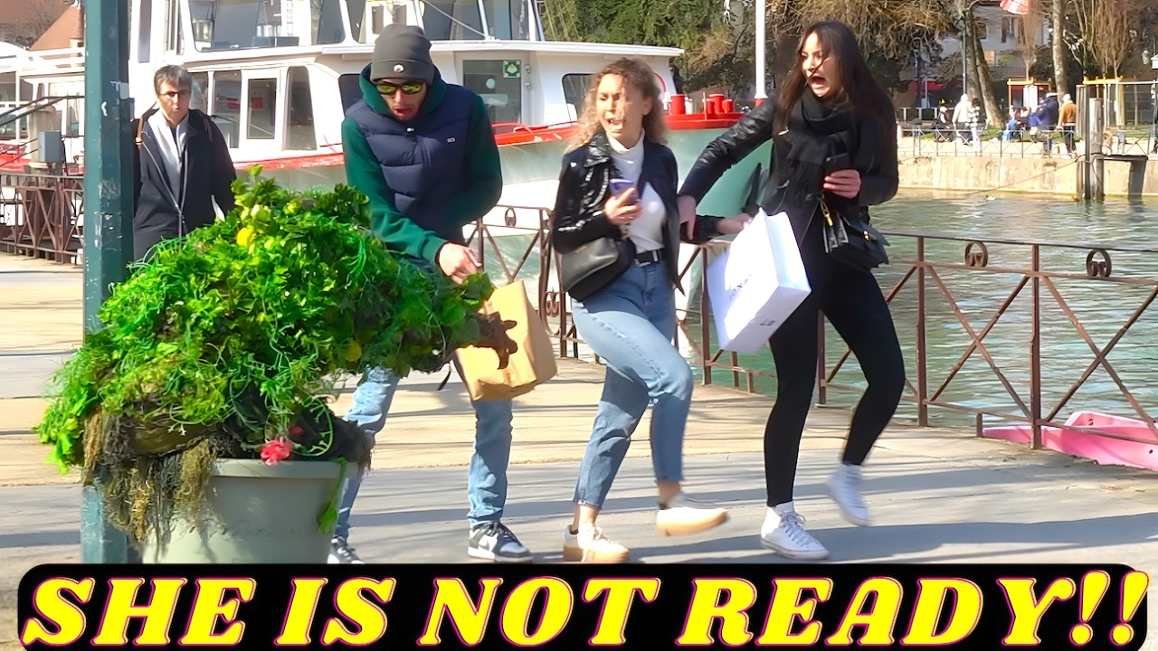 BUSHMAN PRANK AWESOME REACTIONS : SHE GOT THE FRIGHT OF HER LIFE!