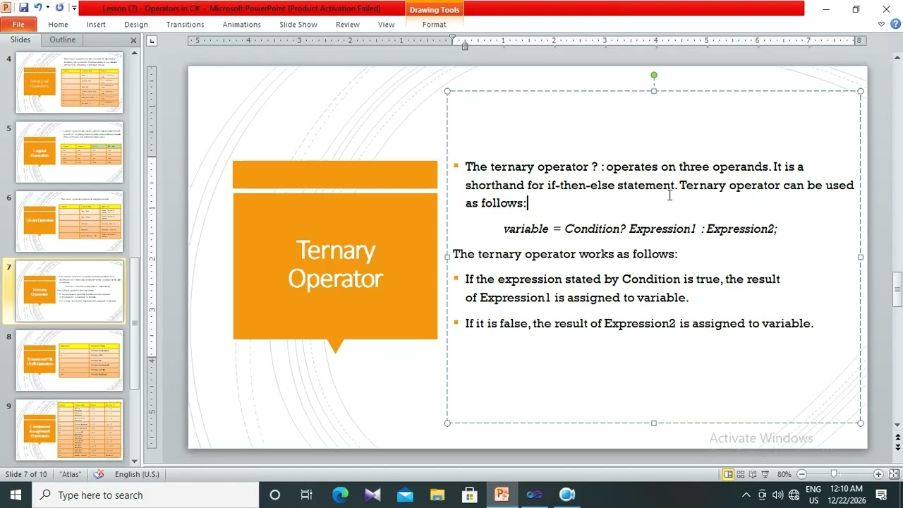10. C# Ternary Operator and Post Pre Increment Operator - C# Programming in Burmese
