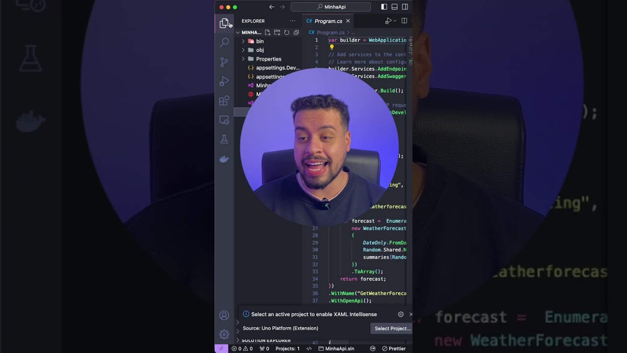 Criando uma API em .NET em menos de 1 Minuto 👨&zwj;💻&nbsp;#programa&ccedil;&atilde;o #api #dotnet #desenvolvedor #csharp