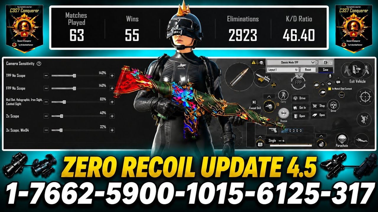 🔥Bgmi Sensitivity Settings 2026 Zero Recoil Sensitivity Code in Bgmi/Pubg | Bgmi 4.5 Sensitivity🔥