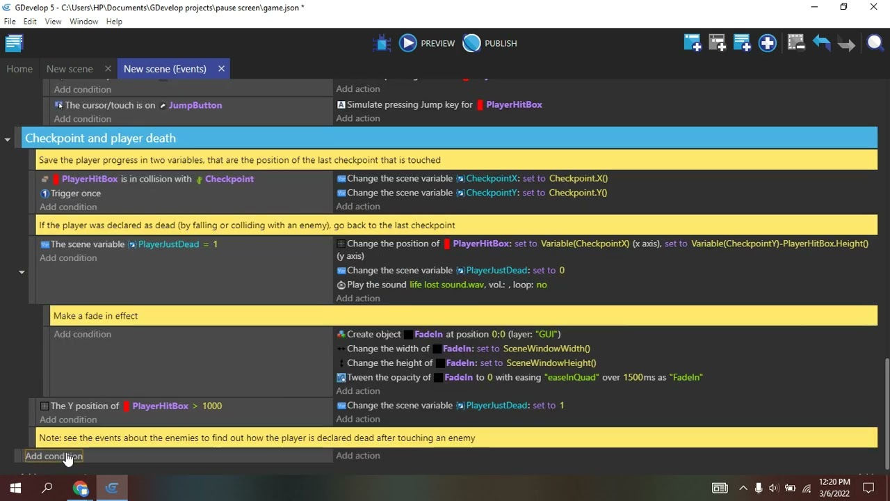 How to add blocks that kill you  in gdevelop platformer template
