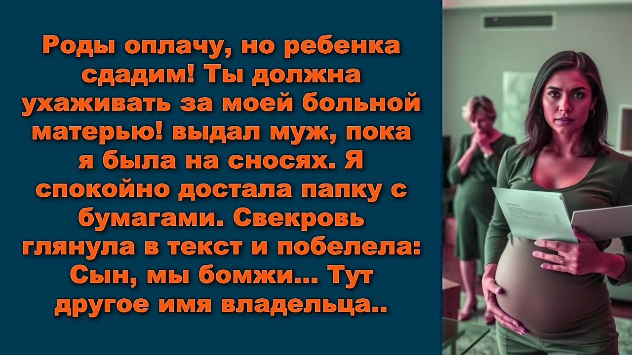 Роды оплачу, но ребенка сдадим! Ты должна ухаживать за моей больной матерью! выдал муж, пока
