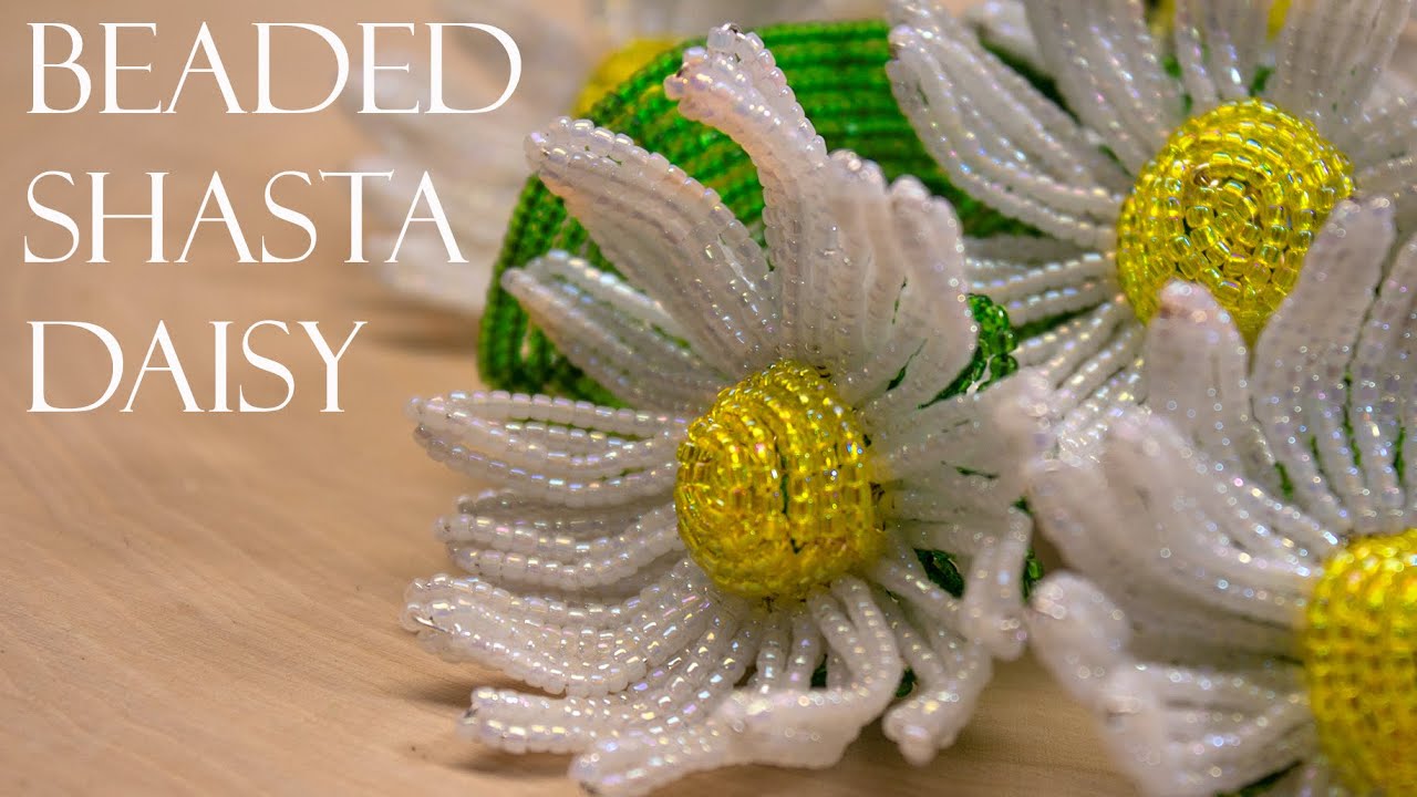 French beaded shasta daisy tutorial preview - #frenchbeadedflowers