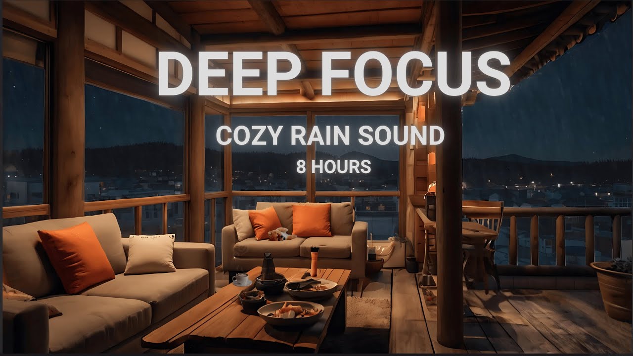 Relaxing Heavy Rain on a Cozy Porch with a Japanese Wooden Cabin for Sleep