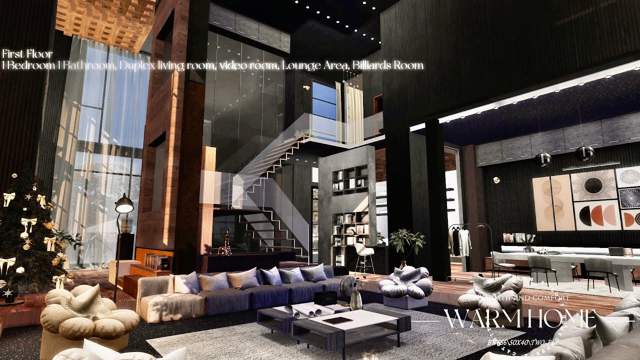 SIMS4 WARM HOME 温暖的家50X40  |  Wooden Modern Villa 木质现代别墅 CC房屋 模拟人生4
