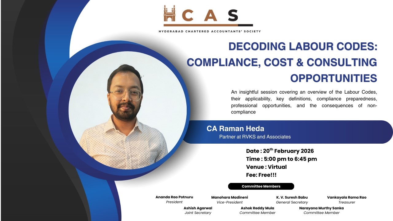HCAS on Decoding Labour Codes: Compliance, Cost & Consulting Opportunities by CA Raman Heda