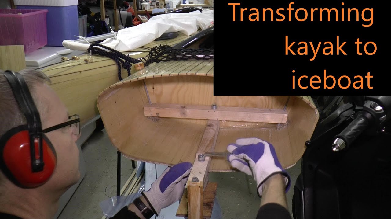 An iceboat idea, transforming 1/2 of a Kayak into a sailing craft with amphibious properties #171