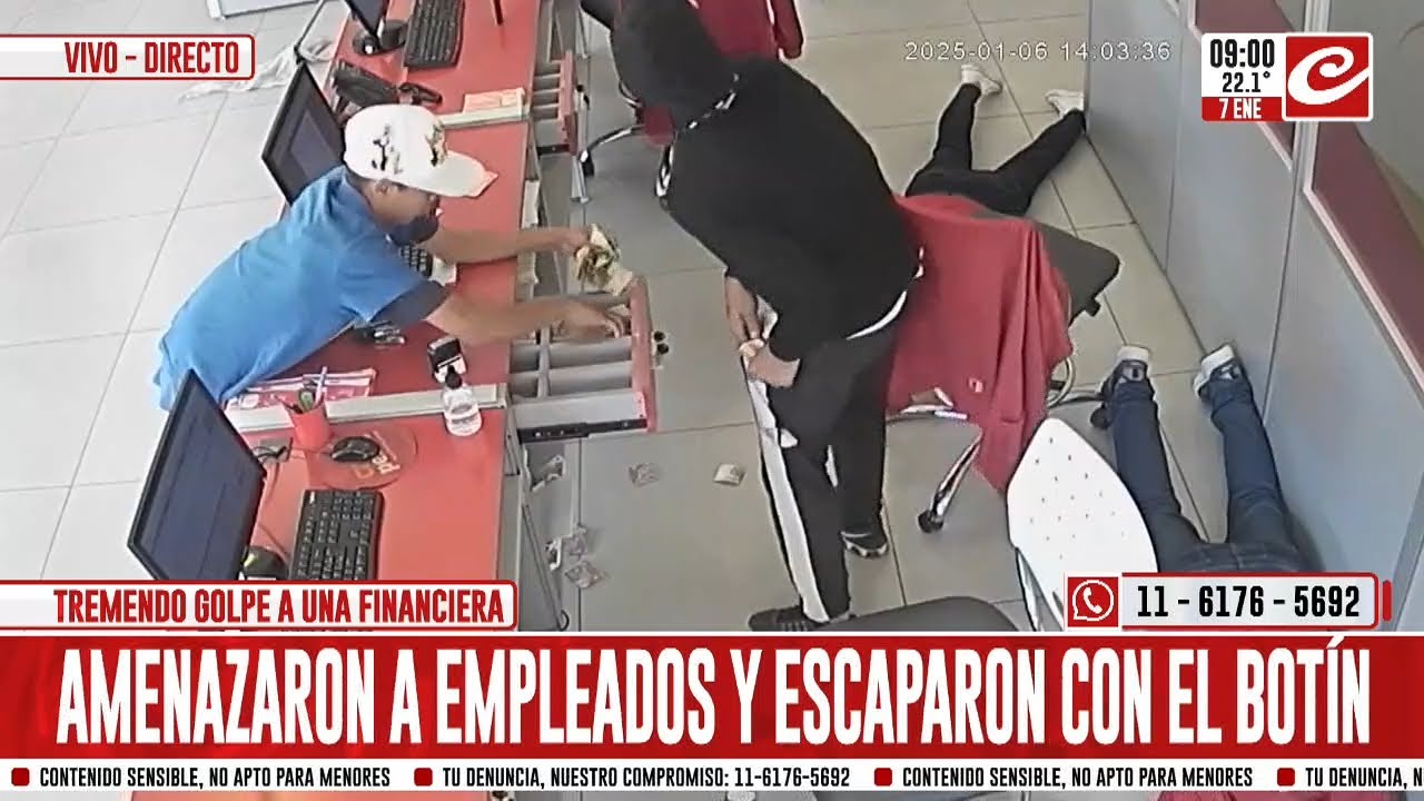 Impresionante robo a una financiera queda registrado en video