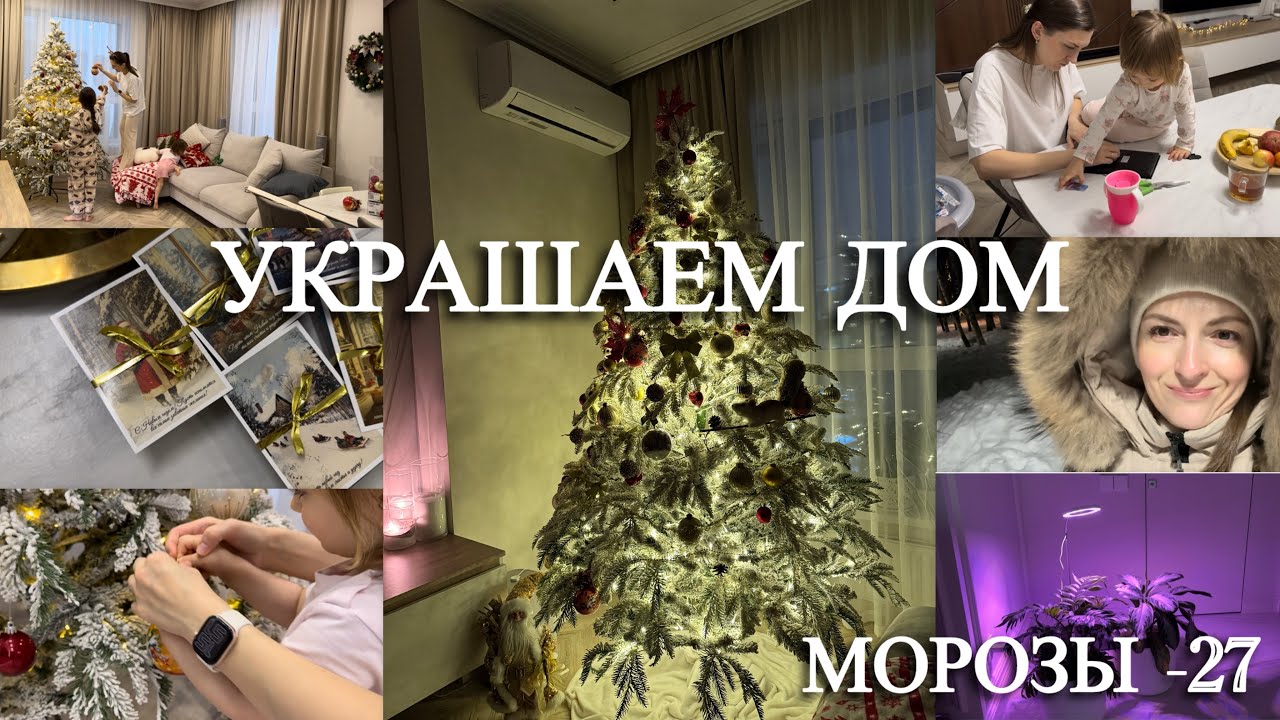 НАРЯДИЛИ ЕЛОЧКУ🎄 НОВОГОДНИЙ ДЕКОР😍МОРОЗЫ -27❄️ФИТОЛАМПА