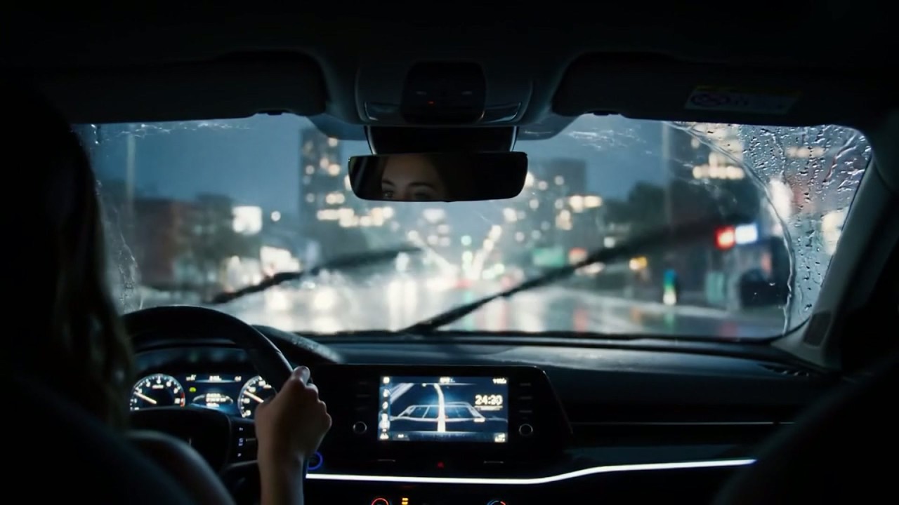 Boring Highway Rain Driving at Night - Dim Screen Sounds for Relaxation