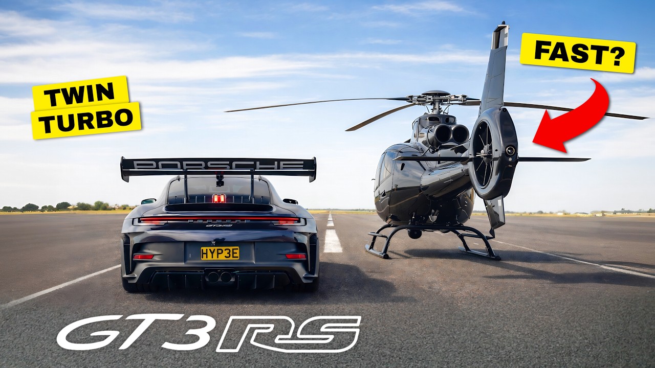 Вертолёт против двухтурбинного GT3 RS... Самая безумная гонка