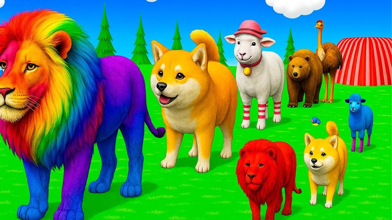 Long Slide Game With Elephant Gorilla Buffalo Hippopotamus Tiger 3d Animal Game Funny 3d Animals
