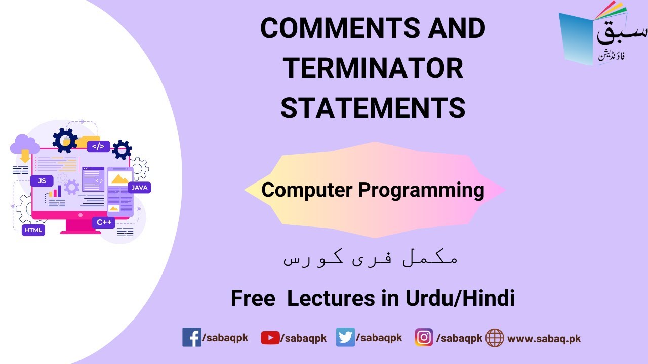 Comments and terminator statements, Computer Science Lecture | Sabaq.pk