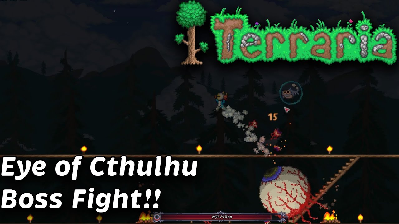 Terraria Noob Vs The Eye of Cthulhu!! | Terraria pt 2