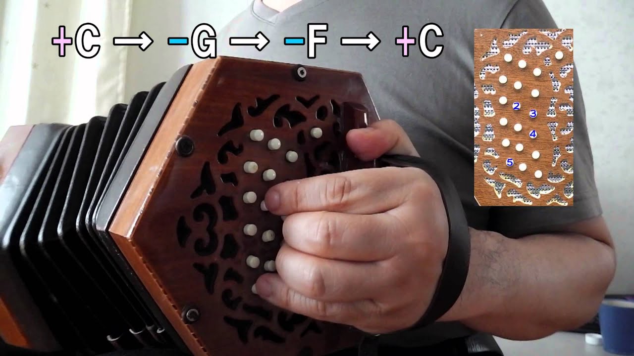 コンサーティーナ 和音の練習 concertina,left hand chord