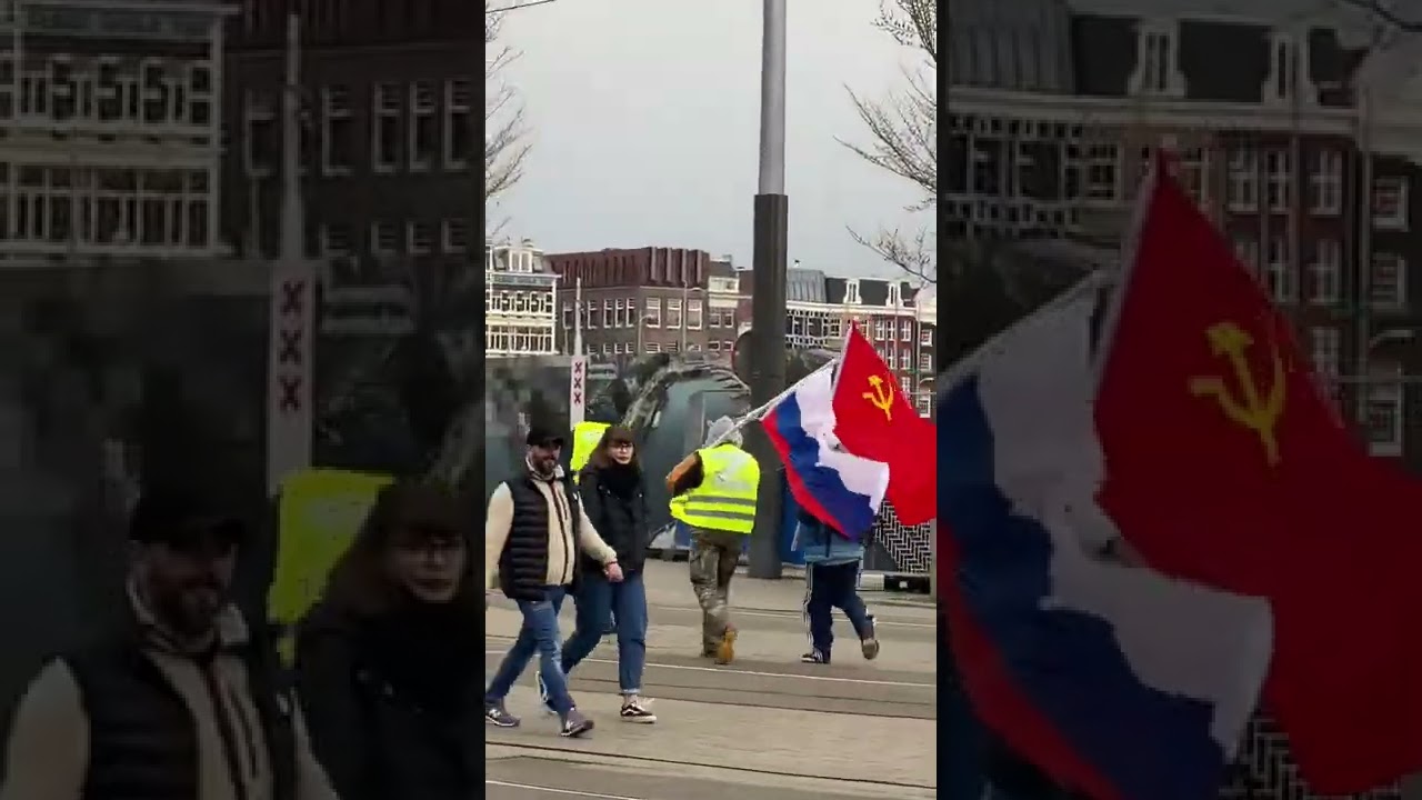 Flag ng russia at china nagsama sa amsterdam