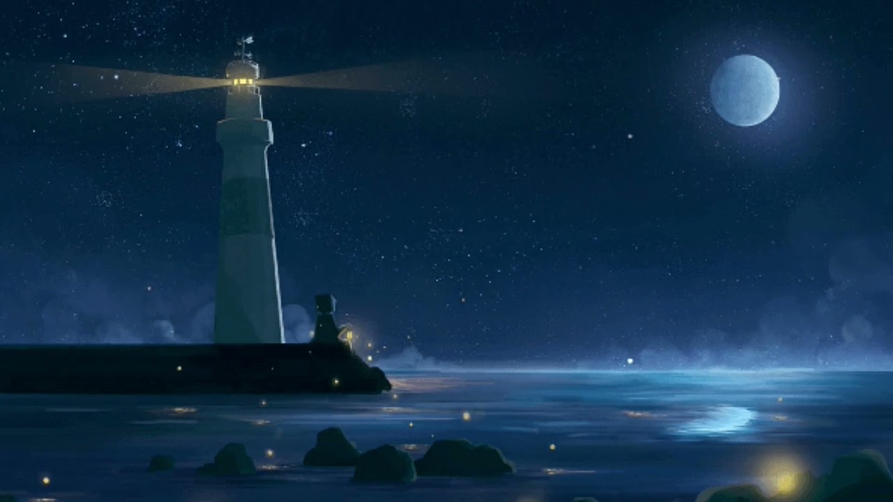 No Copyright Videos | Motion Graphics|Background | Animation|Video Clips /Lighthouse - Night - Moon