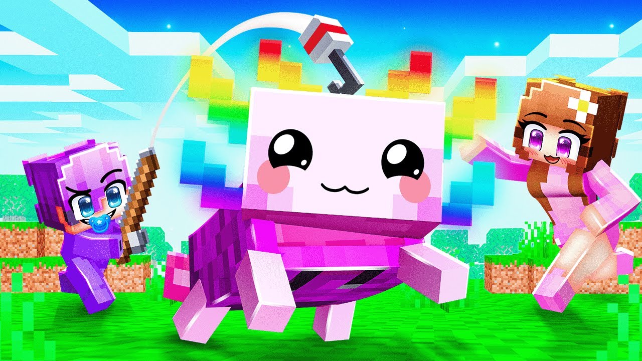 Я притворился детёнышем элементального аксолотля в Minecraft!