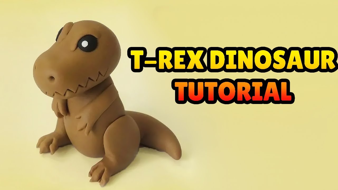 🔴DIY How to make MINIATURE T-REX DINOSAUR - Easy Polymer Clay, plastilina, Fondant Tutorial