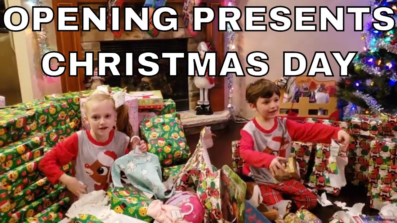 Opening Presents Christmas Day | Kids Open Gifts From Santa