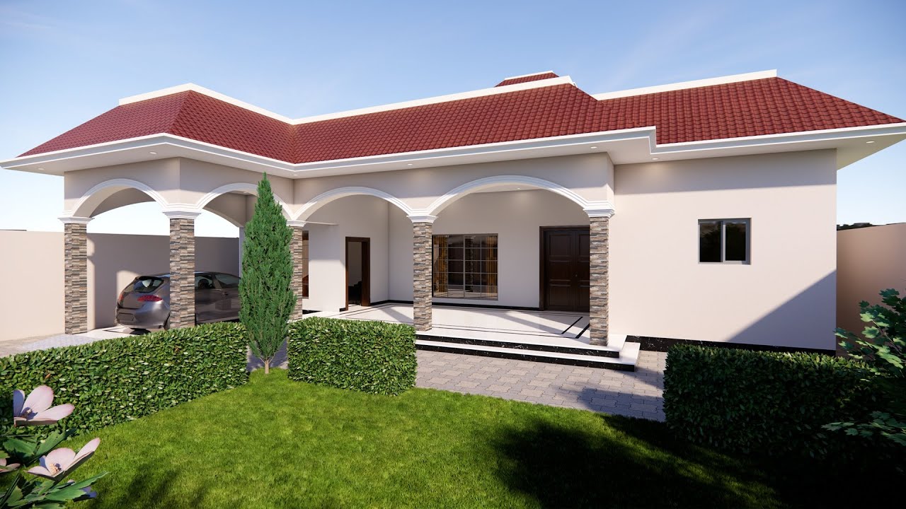 1 Kanal house design in Pakistan - 3 Bedrooms | 60 x 90 ft | Modern village style house design