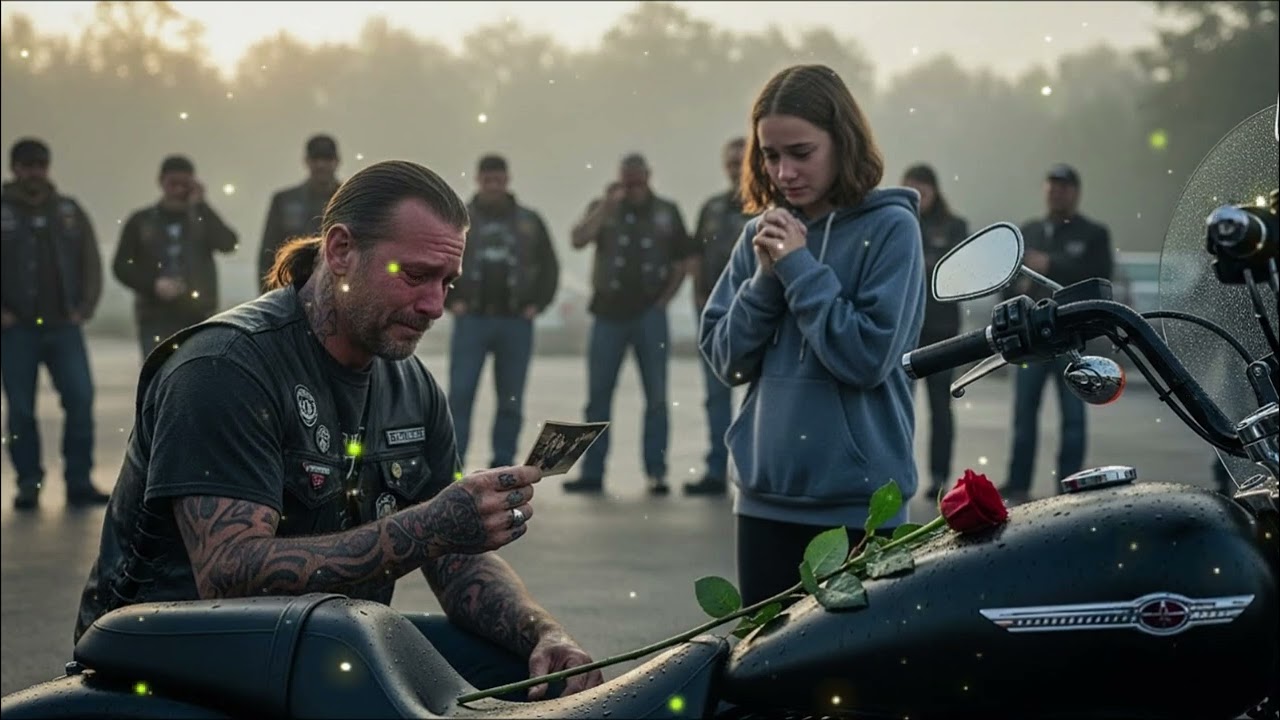 Girl Left Roses on His Motorcycle Every Day — When He Learned Why, the Entire Club Wept