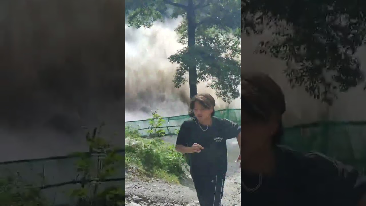 Terrifying footage as sudden flash flood sweeps through the Nepal Tibet region