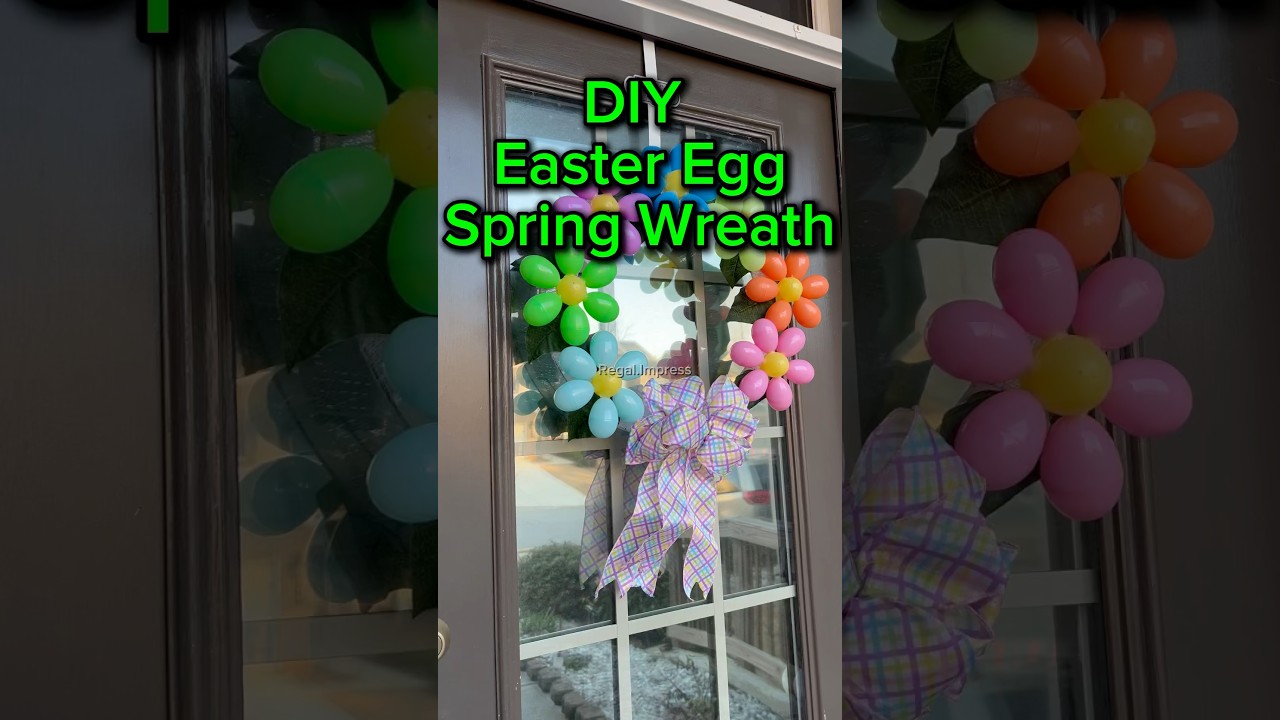 How cute is this Easter Egg wreath!? So bright and colorful #shorts #diy #easter #spring #fyp