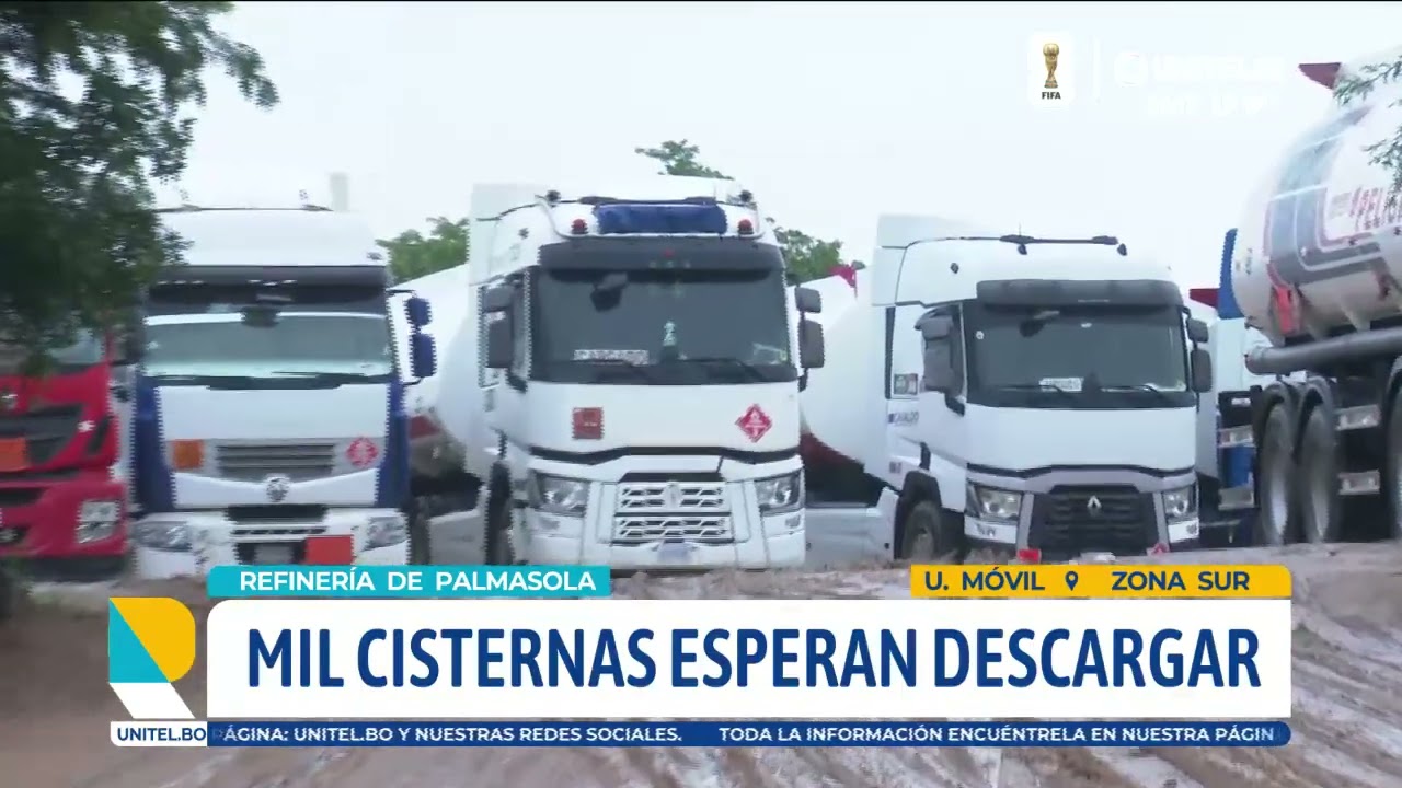 Persisten las largas filas de cisternas en refinería de Palmasola
