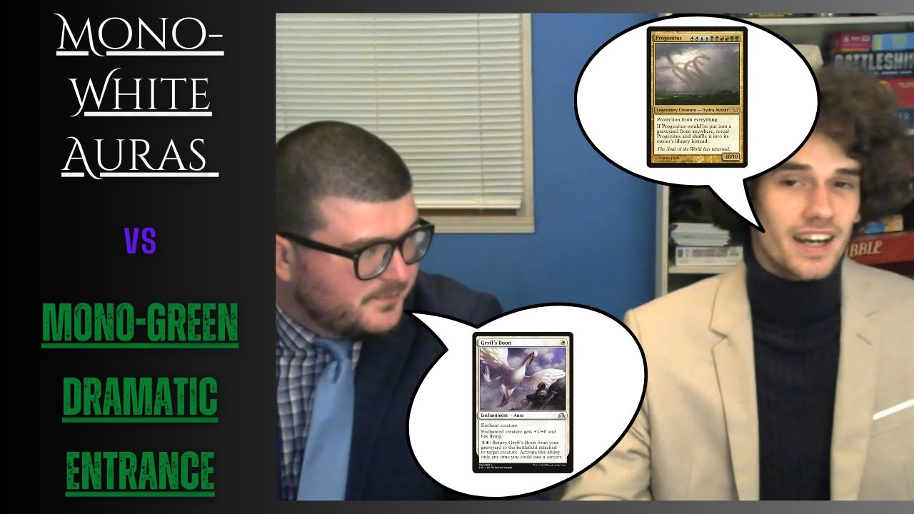 CMC: Casual Magic Commentated - Mono-White Auras vs. Mono-Green Dramatic Entrance (Casual Modern)