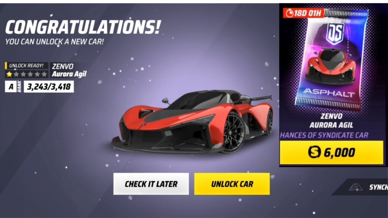 DS13 UNLOCKING ZENVO AURORA AGIL || AURORA PACKS OPENING || DRIVE SYNDICATE 13 || ASPHALT UNITE ||